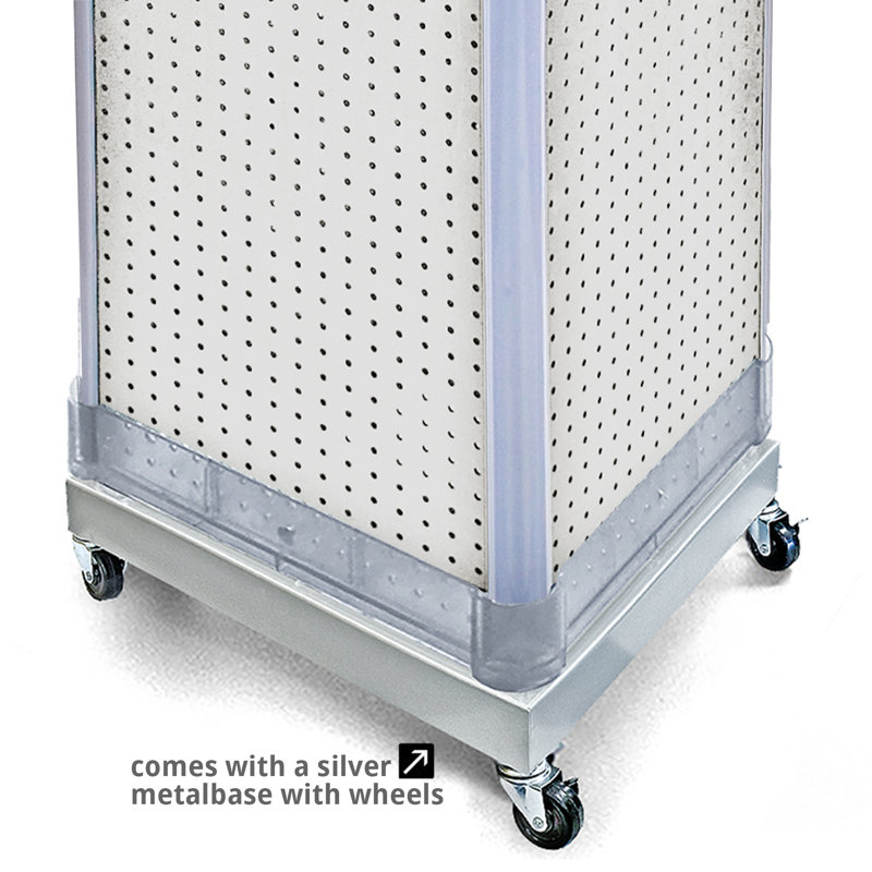 White Four-sided Peg Sq Tower With Wheeled Metal Base