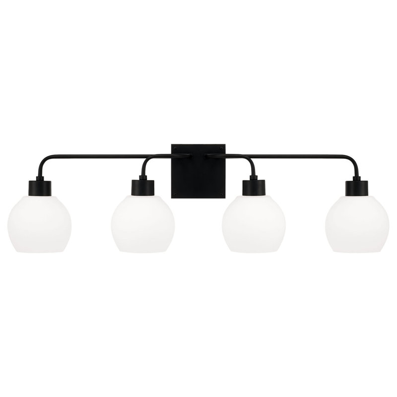 Éclairage pour meuble-lavabo à intensité variable Tanner, Noir mat, Blanc, 4-Light