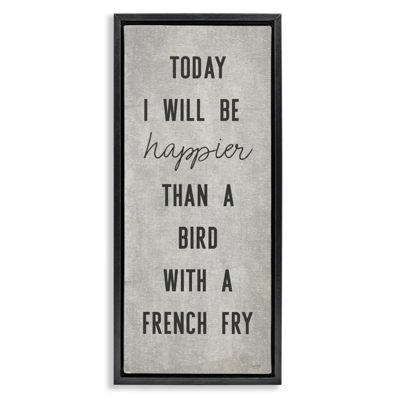 Oiseau avec cadre flottant French Fry, design par Lux + Me Designs, H 25 po x l 11 po, Cadre flottant noir de jais