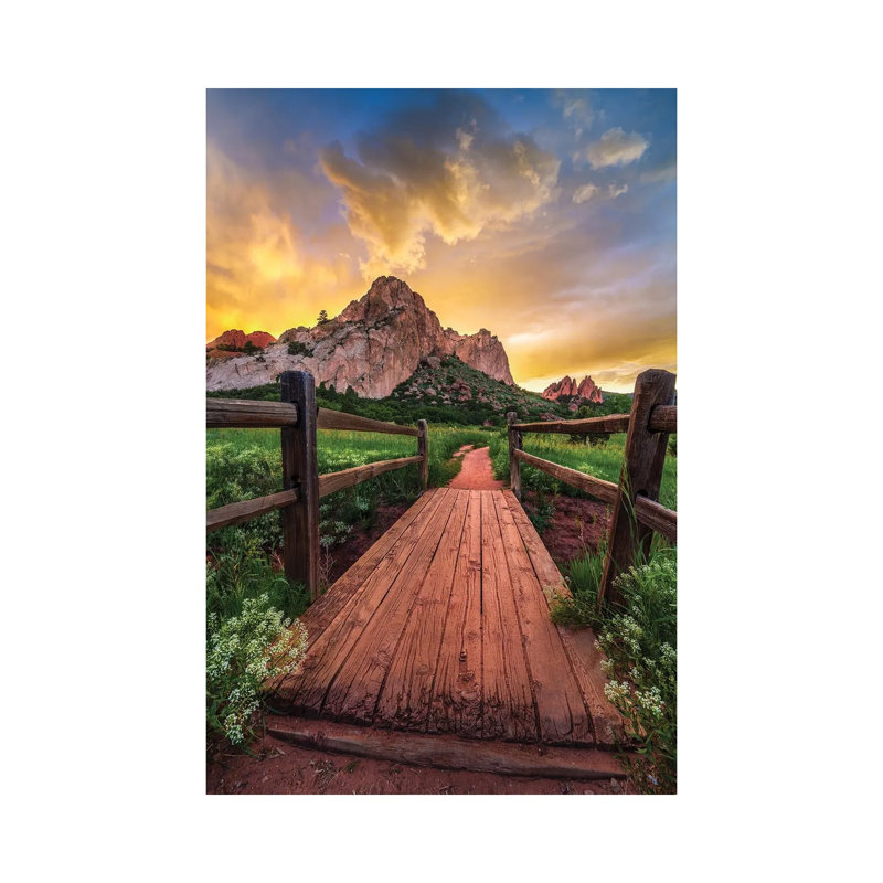 Sunset Sky Over Old Bridge In Garden Of The Gods Park, Colorado Springs 1 Piece Wall Art on Canvas, Does Not Apply