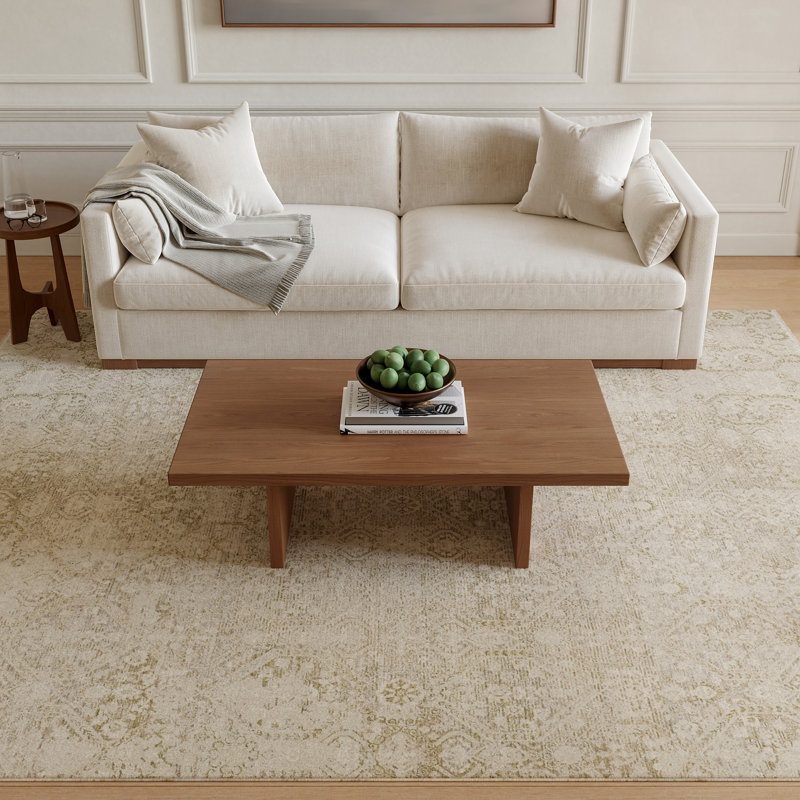 Altair 9' x 12' Beige Green Vintage Indoor Rug, Rectangle 9'" x 12'