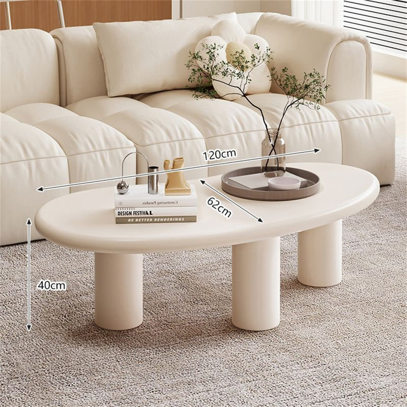 Minimalist Cloud Coffee Table - Curved Cashew Design, Compact Low-Height Centre Table for Living Room & Small Spaces