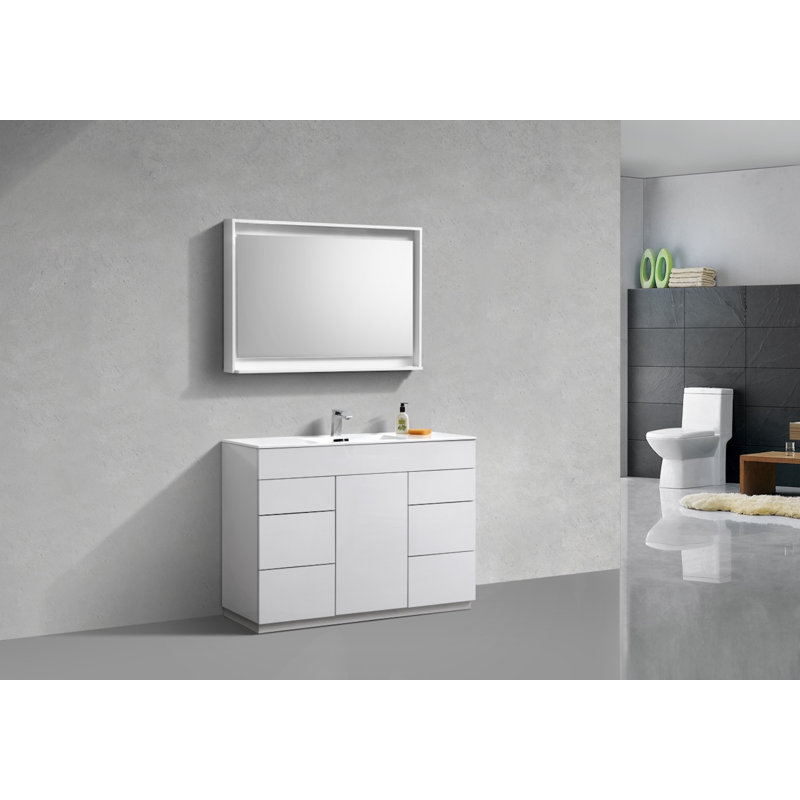 Ensemble de meuble-lavabo simple 47 po Ebler Modern, Blanc brillant