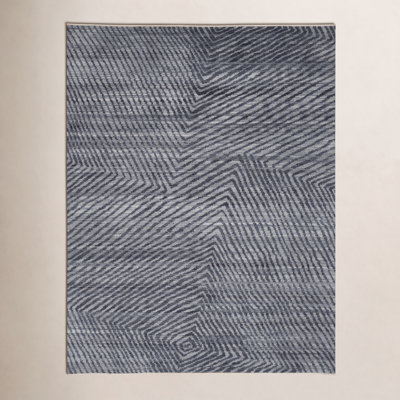 Ethos Gray Hand-Knotted Striped Wool Rug
