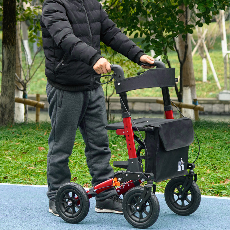 Tapis roulant pliant réglable avec roues en caoutchouc de 10 po, rouge