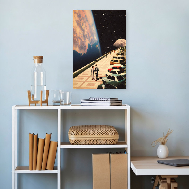Space Promenade, art contemporain coloré, paysage moderne contemporain, 60" H x 40" W