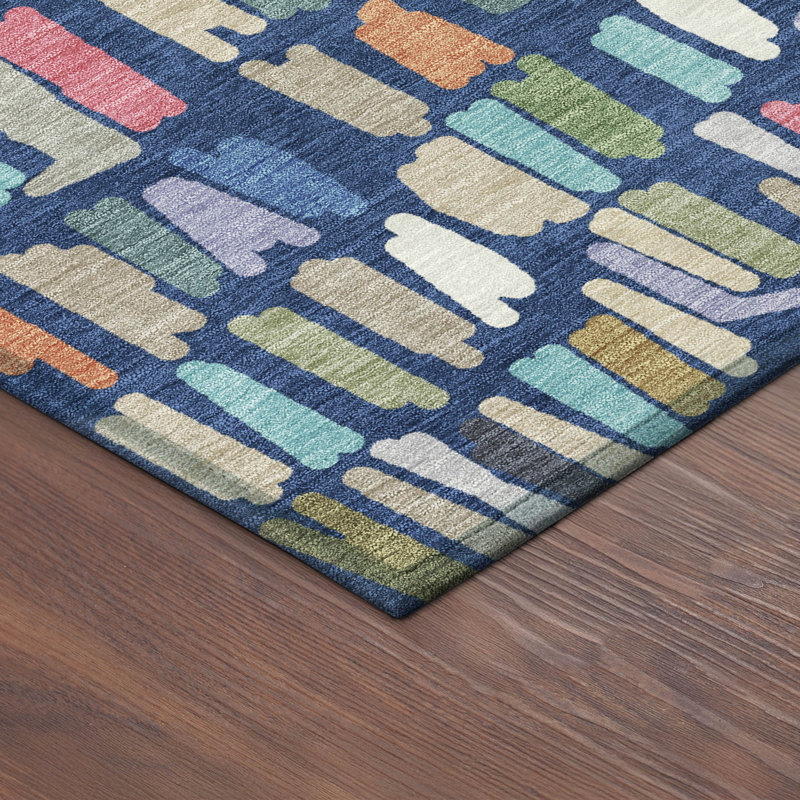 Machine Washable Indoor/Outdoor Karr ACN2377 Stripes Rug, Rectangle 1'8" x 2'6"