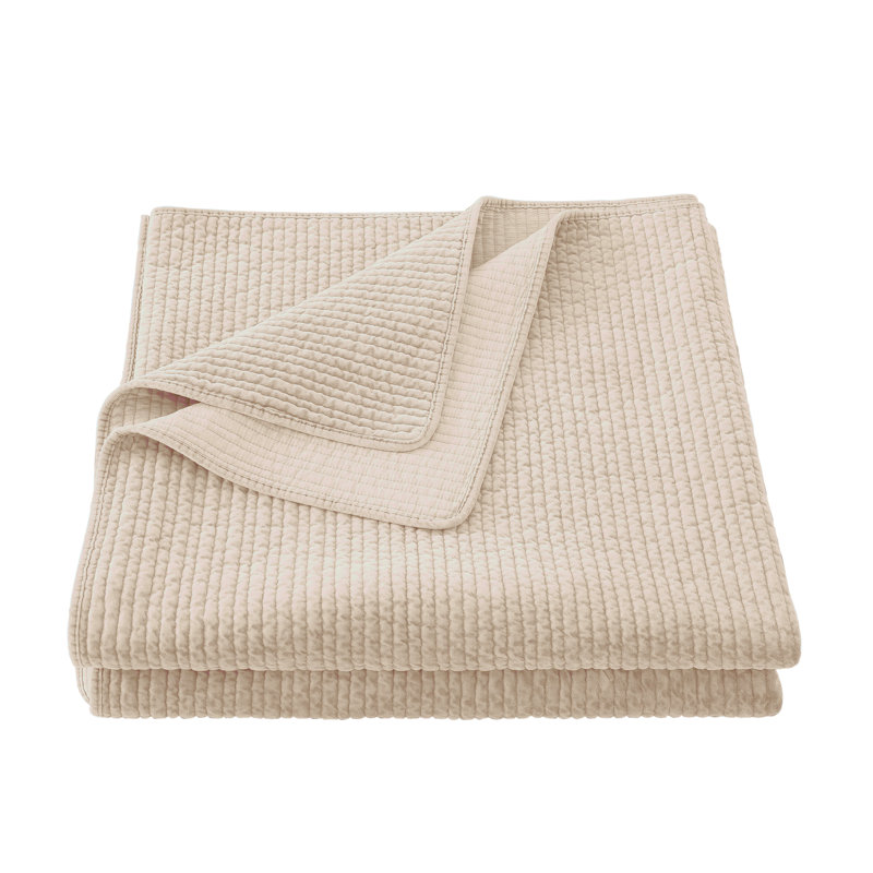Stonewashed Velvet Cotton Velvet Modern Rustic Quilt, King Quilt, Light Tan