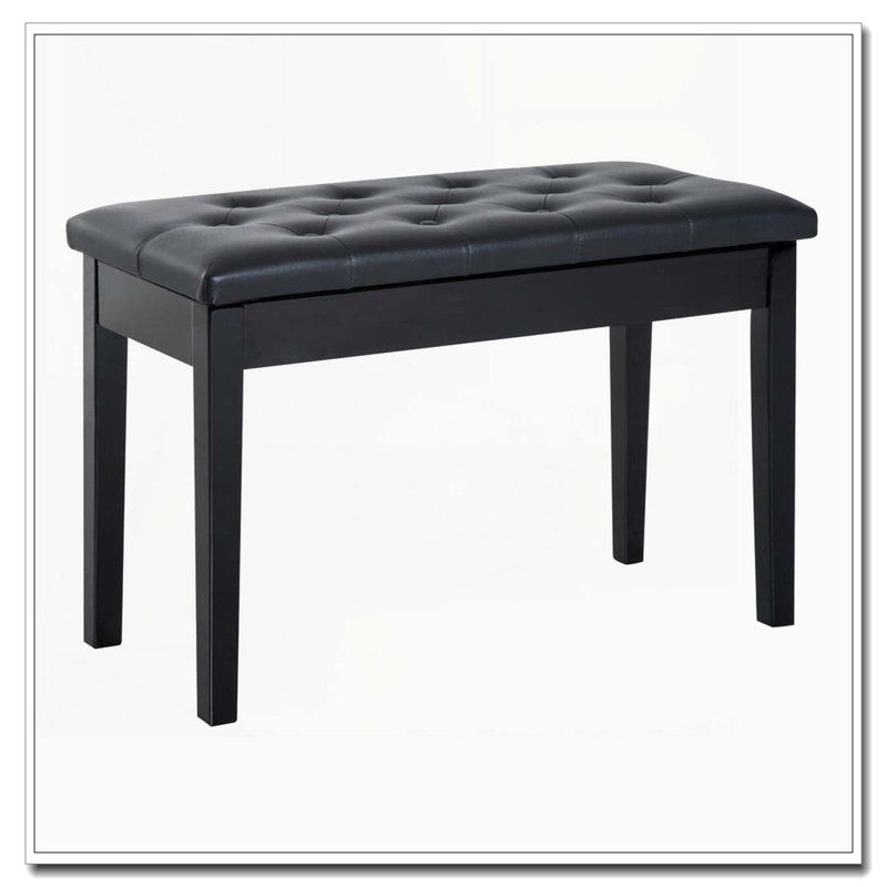 Banc de piano avec coussin rembourré en similicuir et capitonnage à boutons