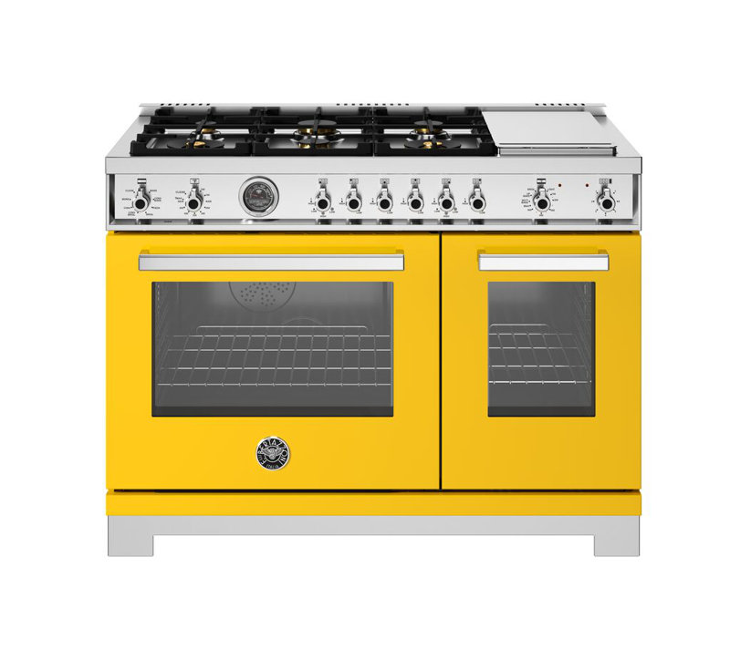 Professional Series Range 48" - 6 Brass Burners + Electric Griddle - Gas Oven, Yellow Gloss