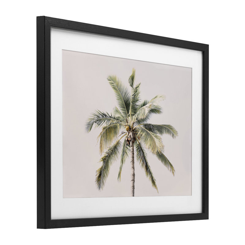 «Palm Tree Undererside», reproduction encadrée sous verre rose, design par Sissi et Seb, H 13 po x l 16 po, Cadre noir minuit