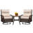 3 Piece Outdoor Wicker Swivel Chair Set with Side Table & Cushions