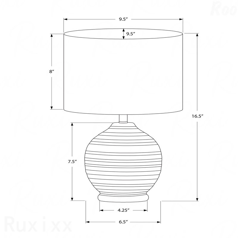 Table Lamp - 17"H, Black Ceramic Material