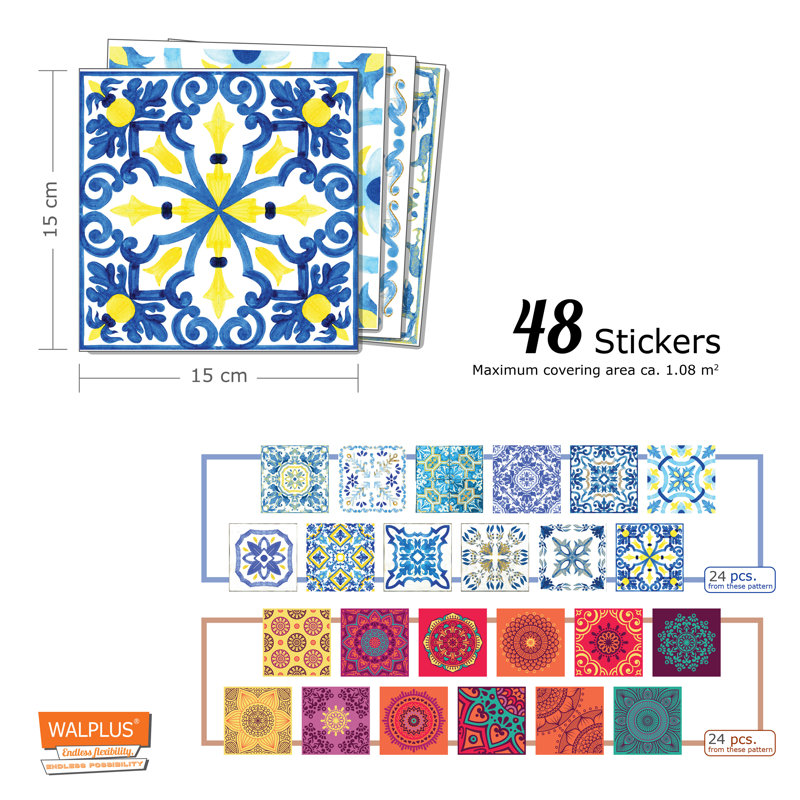 Mandala 6'' W x 6'' L Vinyl Peel and Stick Field Tile