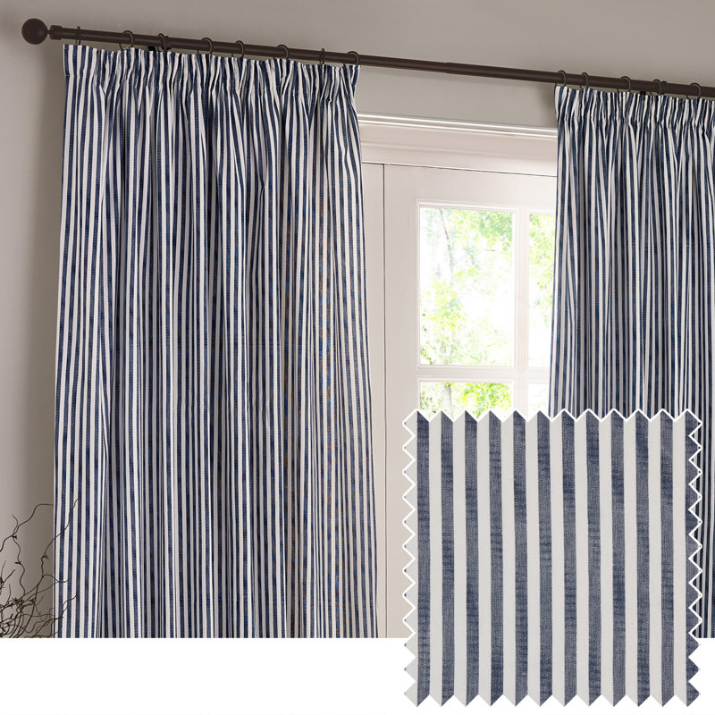 Hebden 100% Cotton Blackout Curtain Panel Pair, 229cm Width x 229cm Drop, Navy