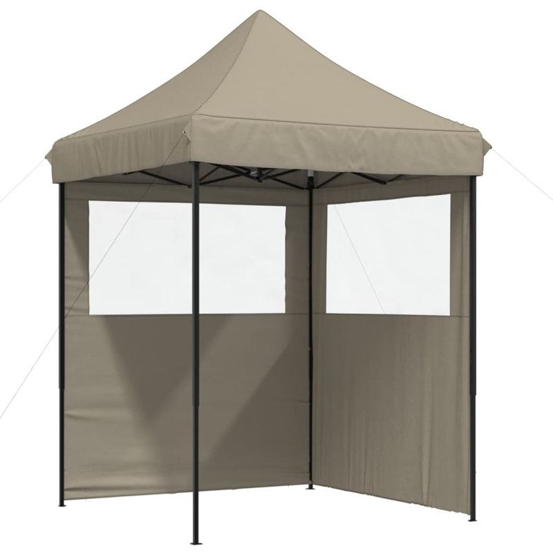 Vidaxl Foldable Party Tent Pop-Up With 2 Sidewalls, 306cm H x 200cm W x 200cm D, Black, Taupe