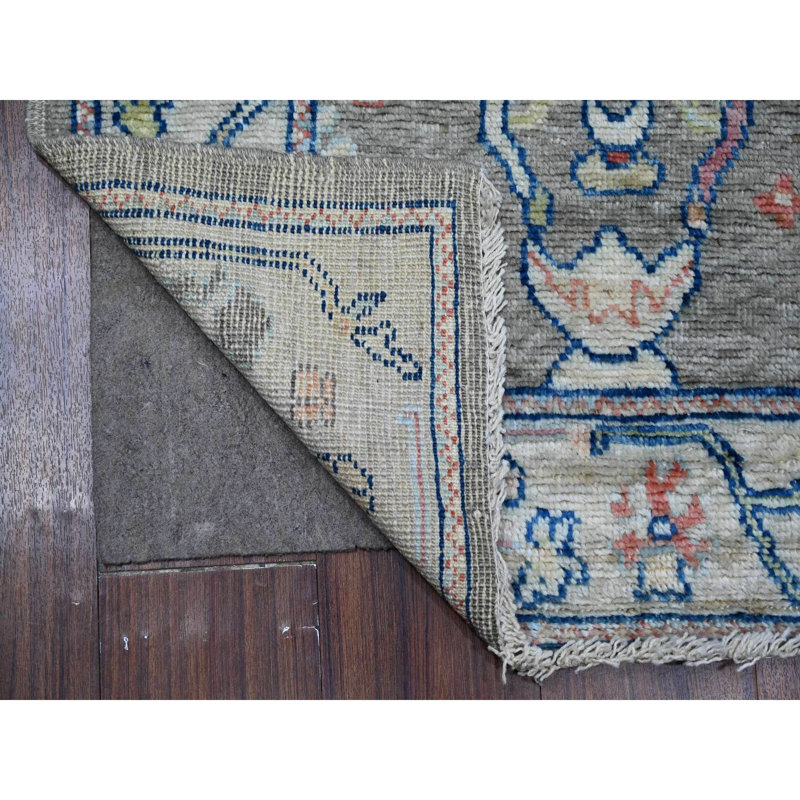 2'8"x11'9" Ash Gray Afghan Angora Oushak Wool Weft Runner Oriental Rug CB5B64701CB0486C874BD9BD9C6158FC