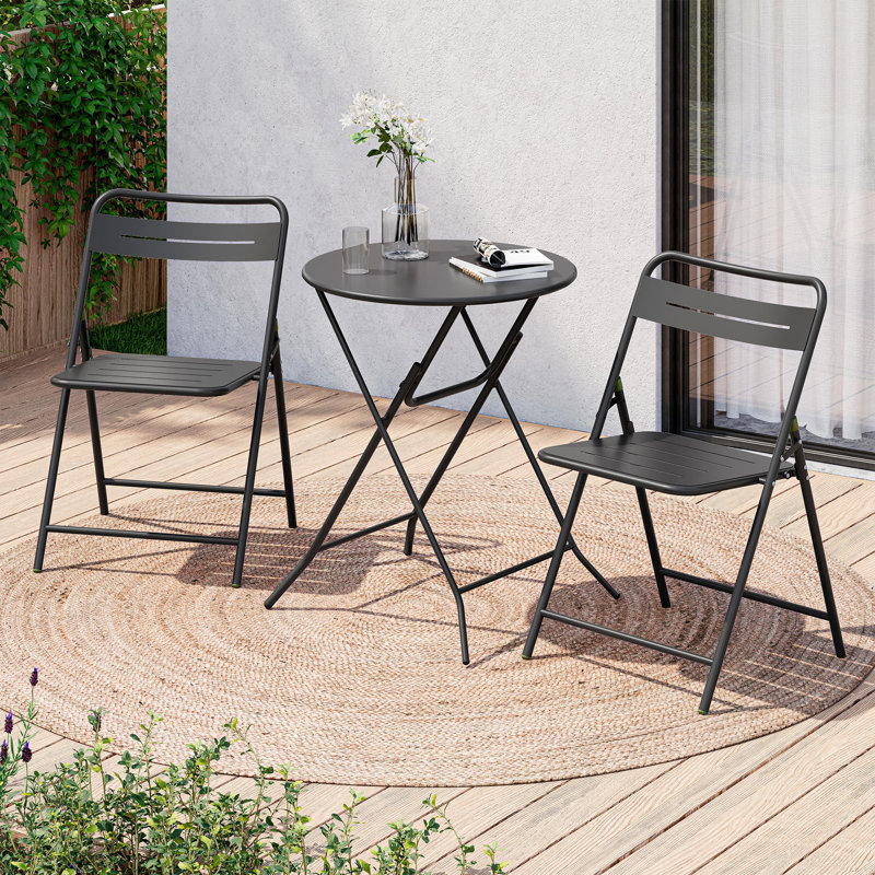 Ensemble bistro 3 pièces pour patio avec table résistante aux intempéries, Noir