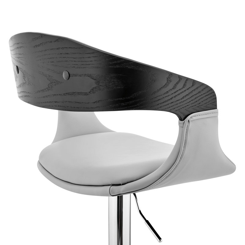 Chaise de bar pivotante en similicuir et fer Aurick, Noir, Gris2, Chrome