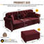 Canapé Chesterfield 82,6 po rembourré en velours avec garniture cloutée et accoudoirs roulés, canapé de style Mid-Century moderne capitonné avec boutons, inclus 3 coussins-292273714