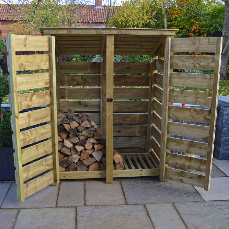 Tangier 150cm W x 74.5cm D Solid Wood Log Store, Light Green