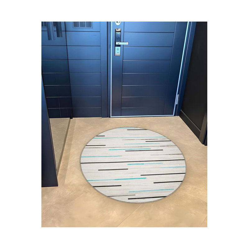 Tapis rond lavable à la machine moderne beige, Sous-tapis rond 3 pi 3 po inclus