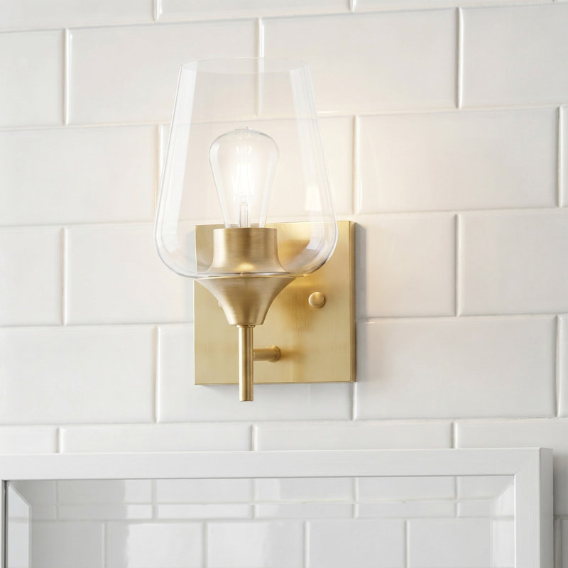 Herriman Armed Sconce, Clear, Antique Brass