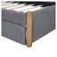 Lit plateforme tapissier gris simple avec lit gigogne, structure en bois massif et tête de lit pour chambre d'enfant-949178939-949178936