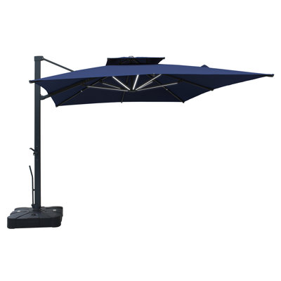 Parasol en porte-à-faux lumineux avec manivelle 157,48 po Kies, contrepoids inclus