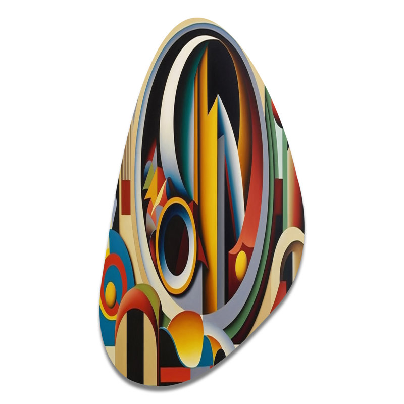 Circular Retro Dynamics II - Art géométrique asymétrique moderne en métal, H 39 po x l 21 po