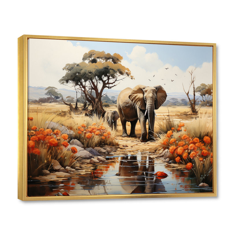 African Natures Symphony sur impression sur toile, H 12 po x l 20 po x P 1 po, Cadre flottant doré