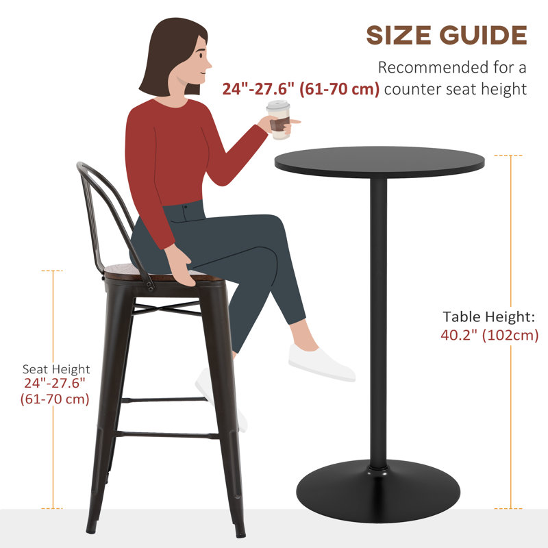 Round Outdoor Bar Table, Black