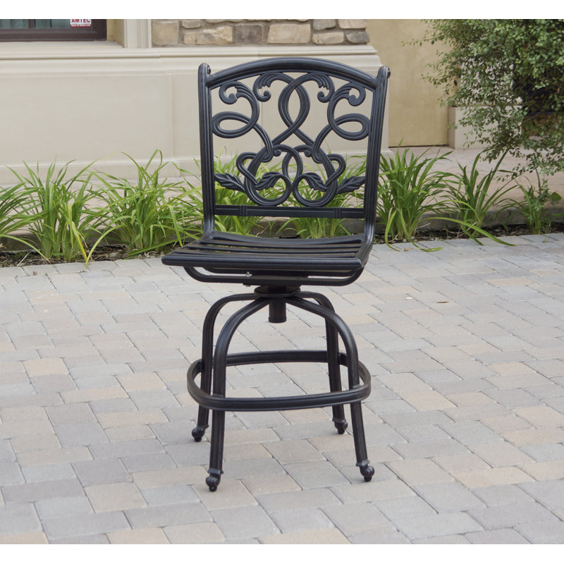 Byrge 5-Piece Patio Counter Height Armless Bar Set with Cushions and 26 x 52" Rectangular Bar Table