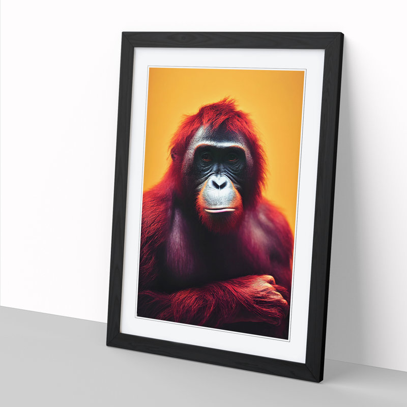 Orangutan Portrait Vol.1 - Picture Frame Print, 34cm H x 25cm W x 2cm D, Oak