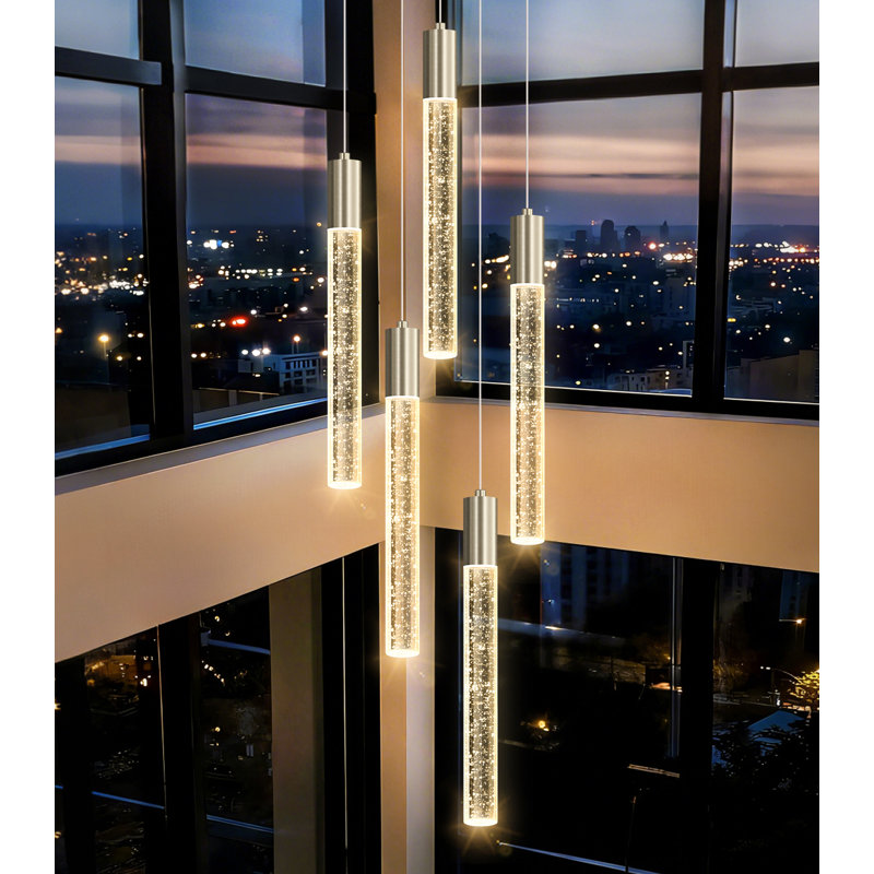 5 - Light  Dimmable Led Crystal Chandelier, Silver