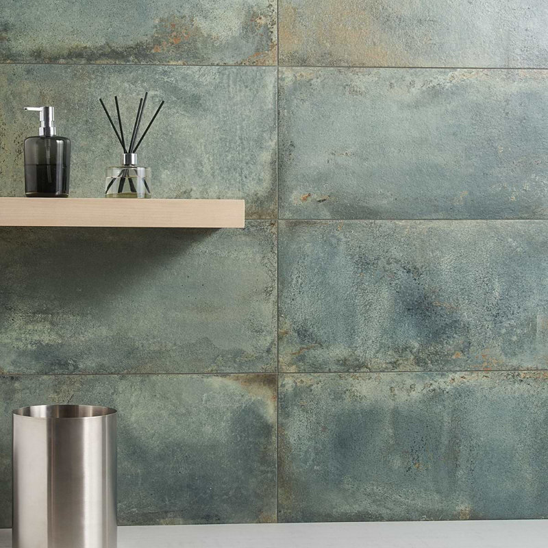 Angela Harris Flatiron 12X24 Semi-Polished Porcelain Tile, Aquamarine