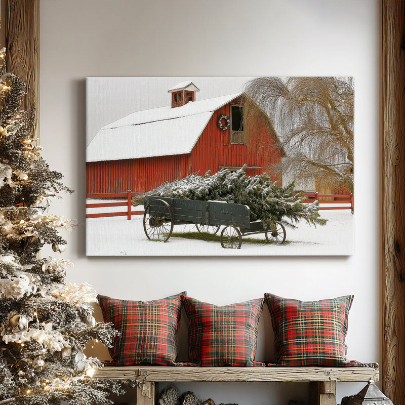 «Sleigh of Warm Lantern Promise» - Toile tendue avec châssis de qualité supérieure, H 18 po x l 12 po