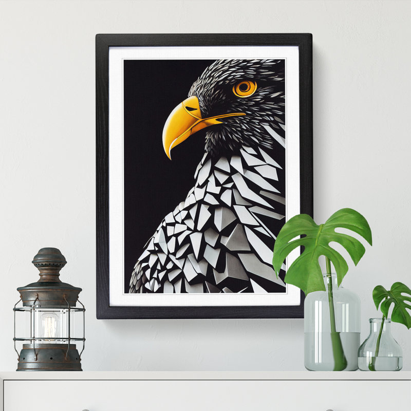 Smashed Eagle - Single Picture Frame Print, 64cm H x 46cm W x 2cm D, Walnut