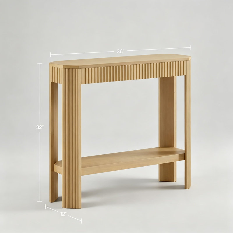 Console cannelée en bois massif - Canapé d'entrée moderne avec tablette de rangement, construction en pin robuste pour le salon, le couloir ou derrière le canapé
