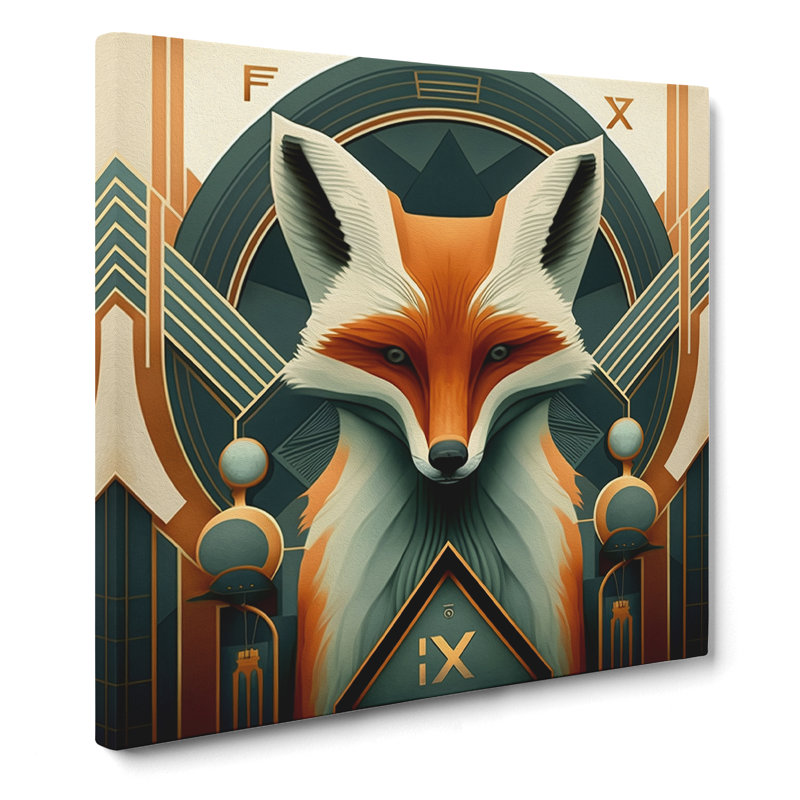 Fox Art Deco - Wrapped Canvas, 50cm H x 50cm W x 3cm D