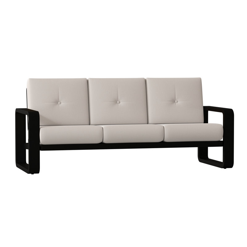 Vale 83.5'' Wide Aluminum Patio Sofa, Textured Black, Canvas Bird's Eye Sunbrella® Canvas