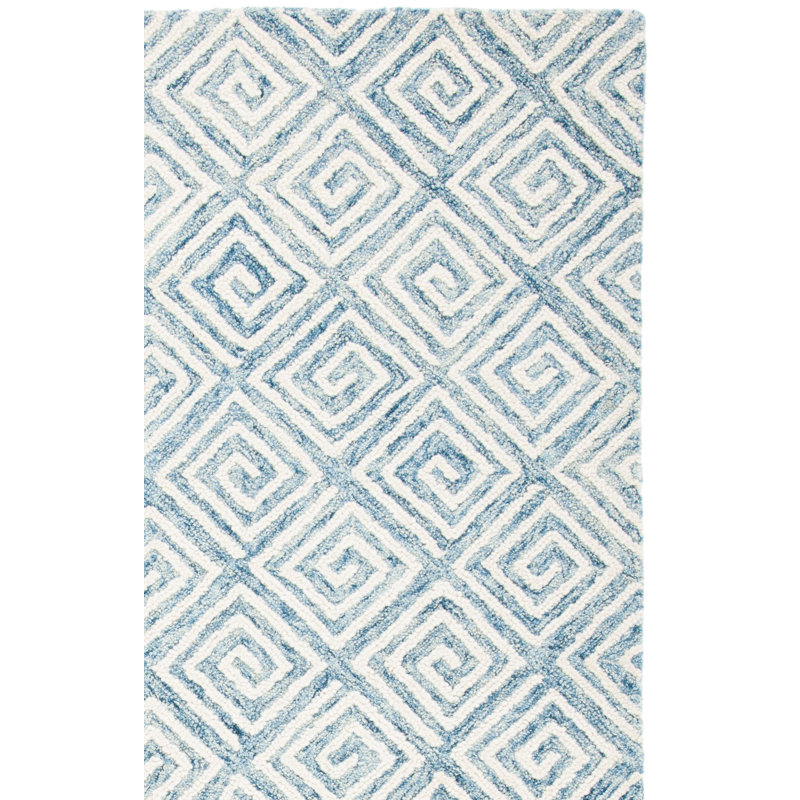 Tapis géométrique en laine et coton touffeté à la main Metro, Tapis de couloir 2 pi 3 po x 9 pi