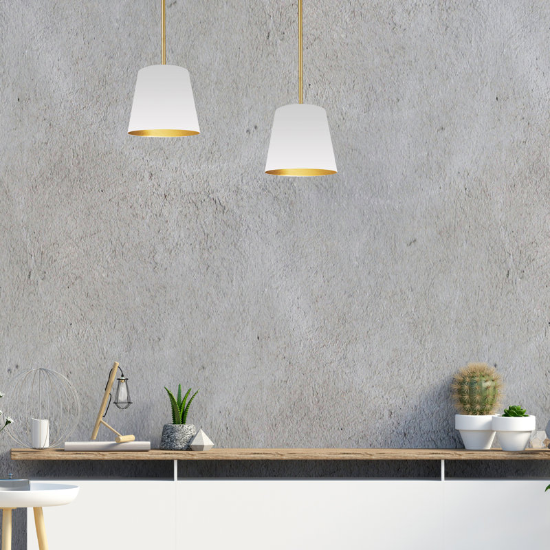 Oversized Drum 1 Light Drum Cylinder Pendant, White/Gold, 72" H x 32" W x 32" D