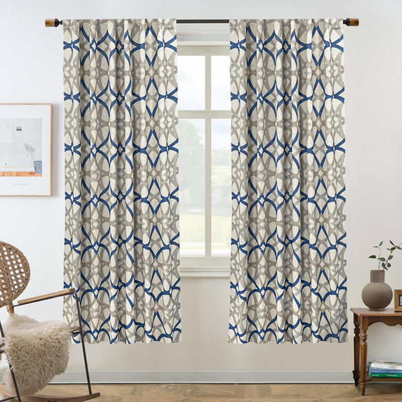 Breneisha Linen Textured Geometric Curtains Thermal Insulated Grommet Curtains, 52" W x 96" L, Linen Red