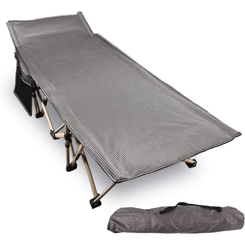 33" Oversized Folding Cot with Carry Bag for Indoor & Outdoor Use, Gray, Gray