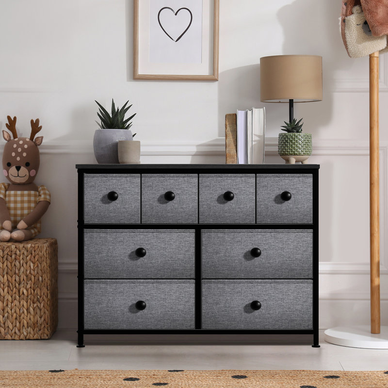 Sorbus 8 Drawers Chest Dresser with Knob Handle, White/Purple