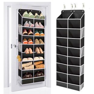 Over-the-Door Shoe Rack for Wardrobes, Holds 24-32 Pairs of Shoes, with Large Deep Pockets and Narrow Shelves