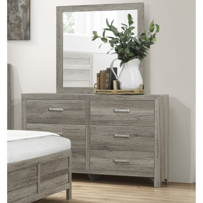 Rusticated Style 1pc Dresser of 6x Drawers Transitional Bedroom Wooden Furniture