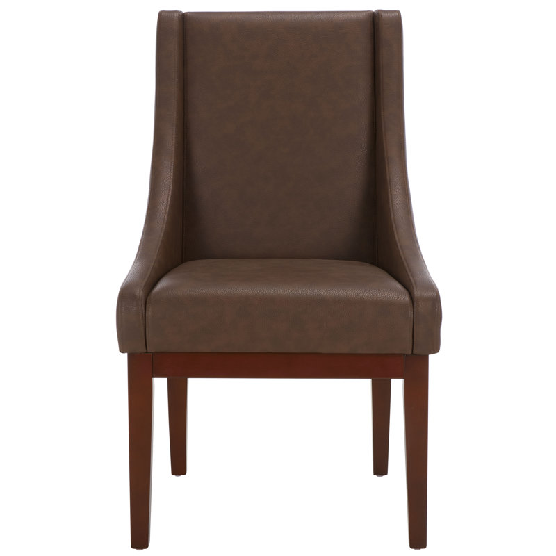 Morris Upholstered Club Chair, Brown Faux Leather