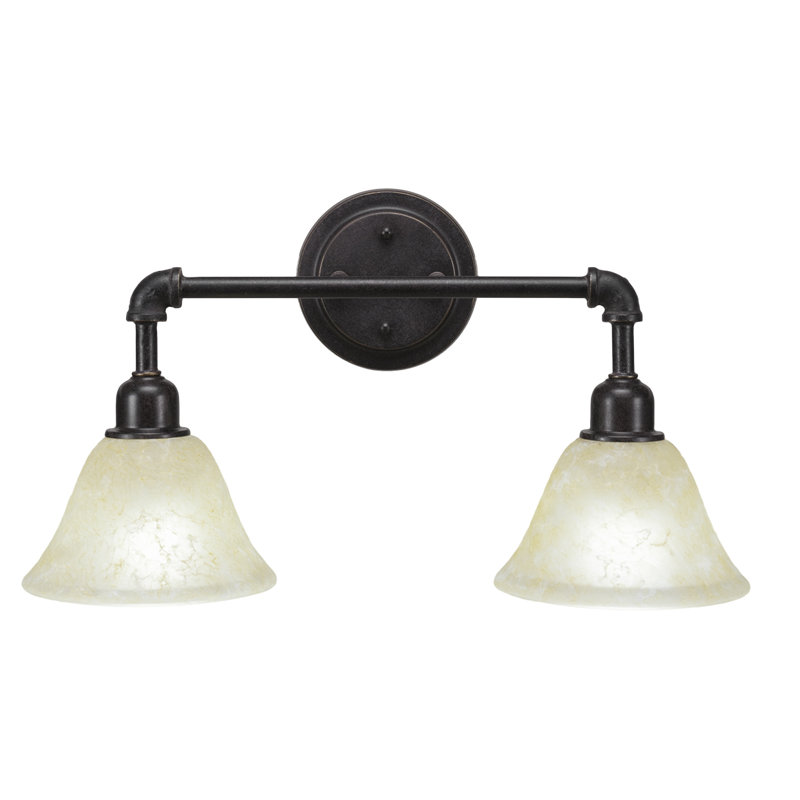 Éclairage pour meuble-lavabo 2 lumières rétro Rutha, Bleu italien, Granite noir